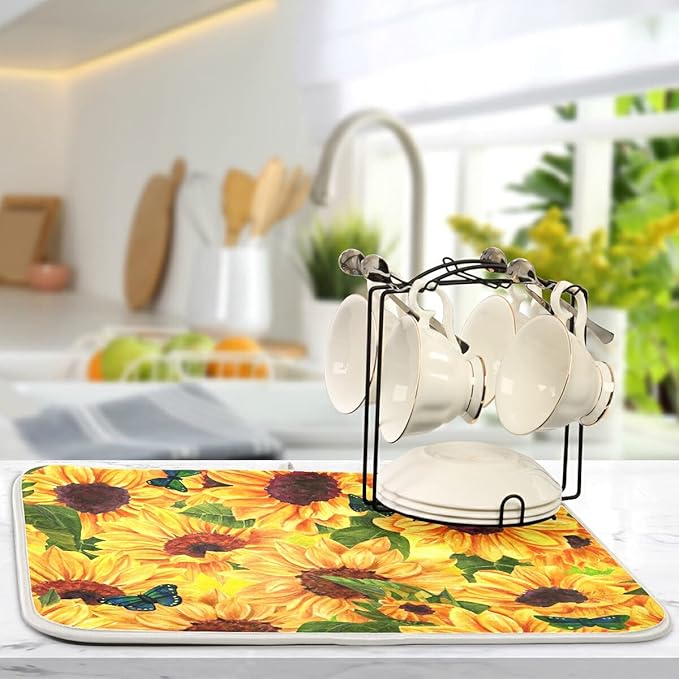 Super Absorbent Dish Drying Mat, Microfiber Fast-Drying Dish Mat, Kitchen Dish - Image 5