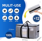 TAILI Extra Large Moving Bags, 12 Pack Silver Heavy Duty Totes - Image 2