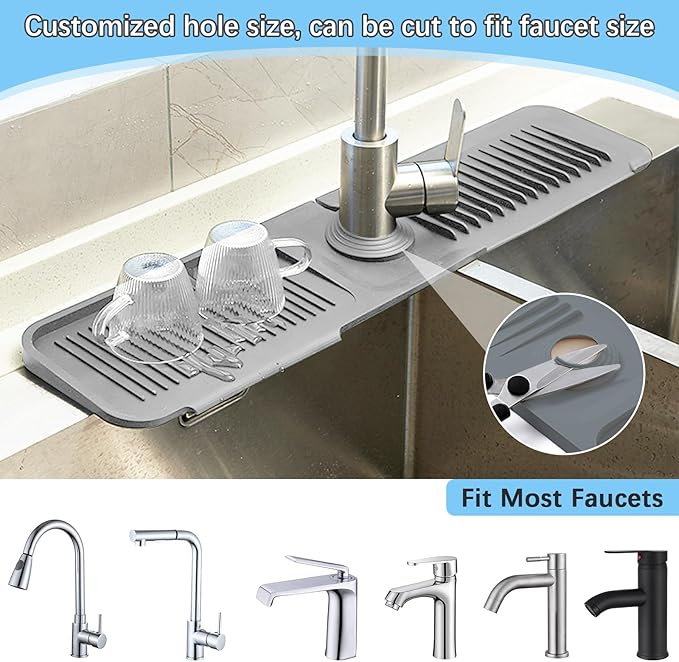 5° Slope Kitchen Sink Faucet Mat, Kitchen Sink Splash Guard, Silicone Material - Image 4