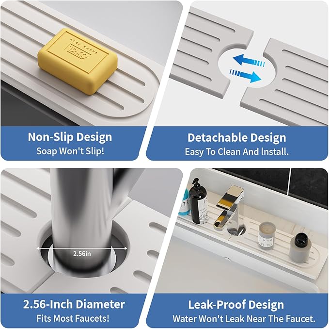 Kitchen Faucet Mat, Quick Drying Diatomite Sink Faucet Mat Splash Guard - Image 8