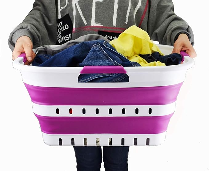 SAMMART 30L Collapsible 3 Handled Plastic Laundry Basket - Image 7