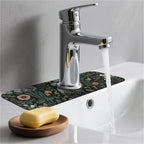 Kitchen Sink Splash Guard，Dark-green black flowers Faucet Mat Sink - Image 2