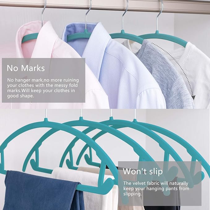 MIZGI Premium Velvet Hangers 50 Pack Heavyduty- Non Slip No Shoulder Bump Suit - Image 5