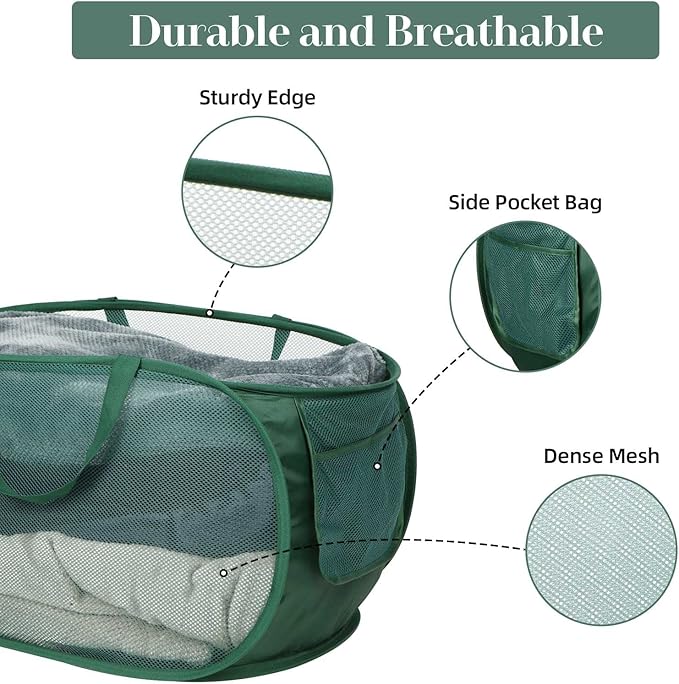 Sturdy Mesh Pop Up Laundry Hamper, Collapsible Laundry Baskets - Image 3