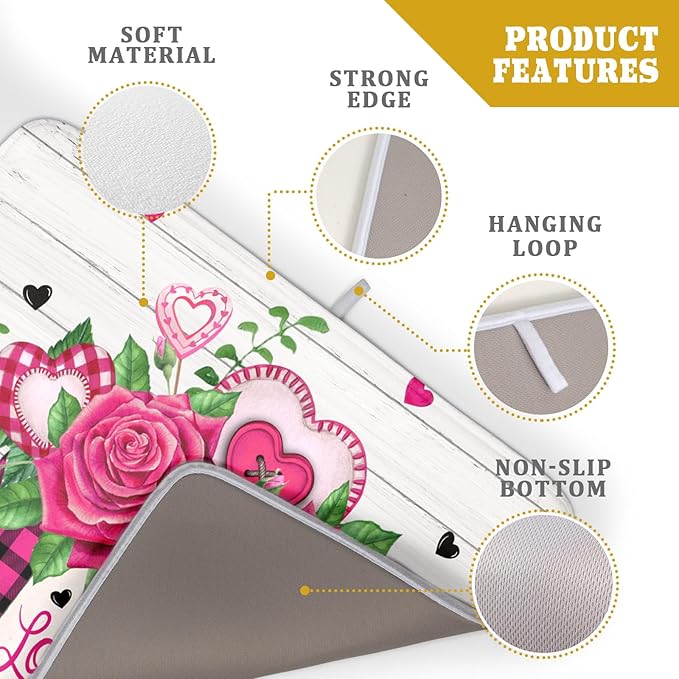 Valentine's Day Rose Flower Dish Drying Mat - Image 4