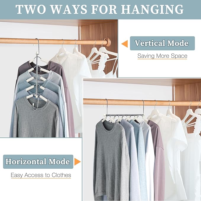 Clothes Hangers Space Saving Shirt Organizer, Non Slip Multi Shirt Hangers - Image 3