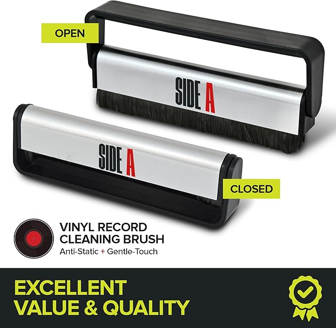 Side A Vinyl Record Brush with Soft Carbon Fibre Bristles, Anti-Static - Image 2