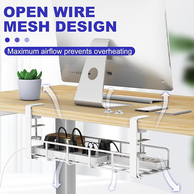 15.7” Under Desk Cable Management Tray, No Drill Heavy Duty Steel Standing Desk - Image 7