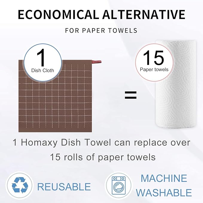 Homaxy 100% Cotton Terry Kitchen Dish Cloths, Ultra Soft and Absorbent Dish - Image 6