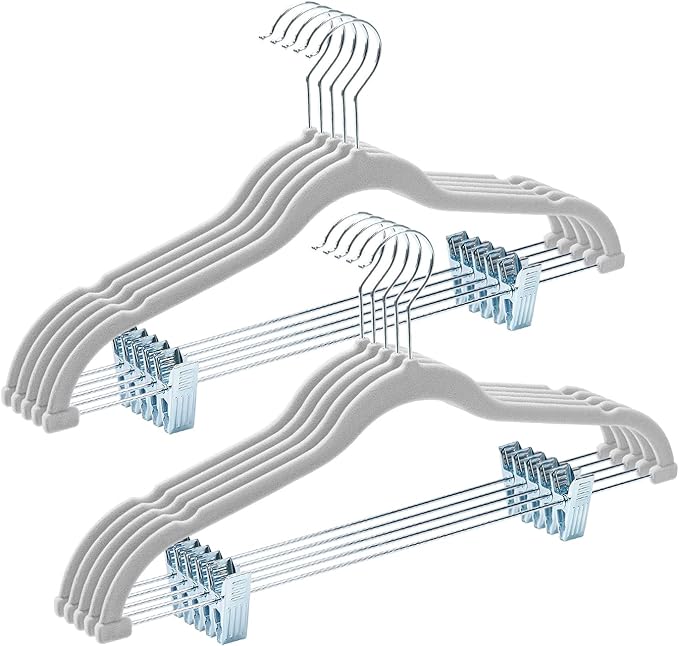HOUSE DAY Velvet Hangers with Adjustable Clips 10 Pack, Non-Slip Suit Organizer by HOUSEDAY