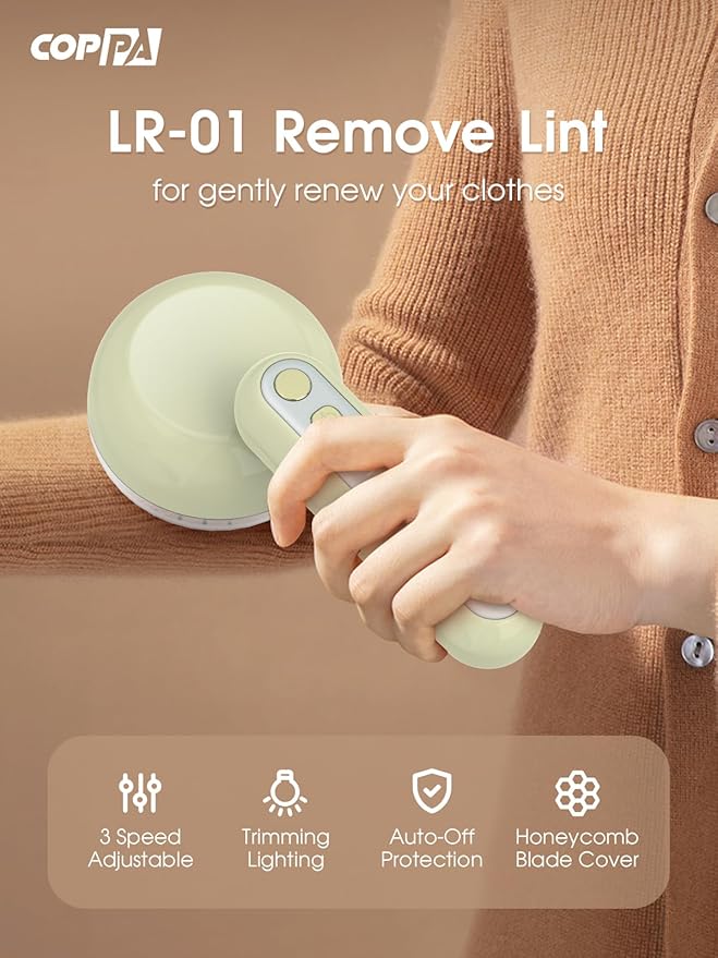 COPPA Lint Remover, LR-01 Remove Fuzz Lint USB-C Rechargeable 6 Blades & 3 - Image 2