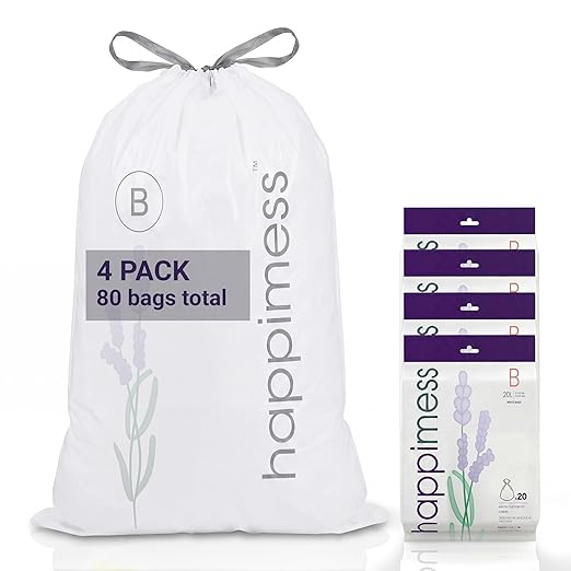 happimess 5.3 Gallon Drawstring Trash Bags, Lavender Scent, Heavy Duty MDPE by Happimess