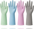 Rubber Cleaning Gloves for Dishwashing, 4 Pairs Reusable Kitchen Gloves for by HOME