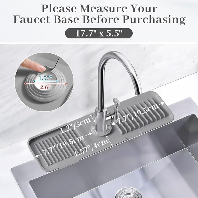 PoYang 17.7 Inch Faucet Mat for Kitchen Sink Splash Guard Behind Faucet - Image 2