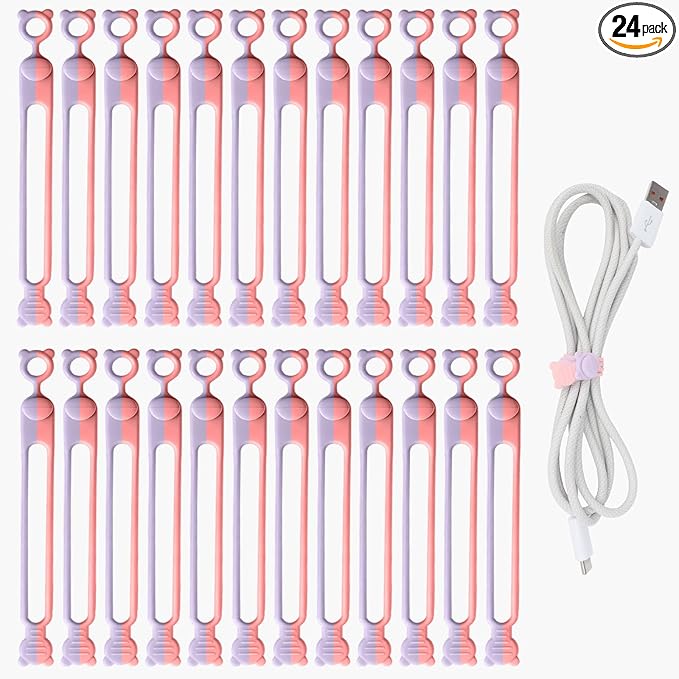 24 PCS Silicone Cable Ties Cord Organizer by Unknown