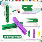 Weysat 120 Pcs Mardi Gras Colored Clothes Pins 2.9" Wooden Carnival Mardi Gras - Image 2