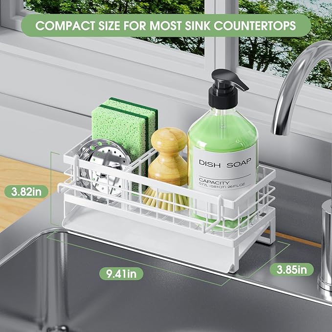 Self-Draining Kitchen Sink Caddy, Rustproof Non-Slip Sponge Holder - Image 2