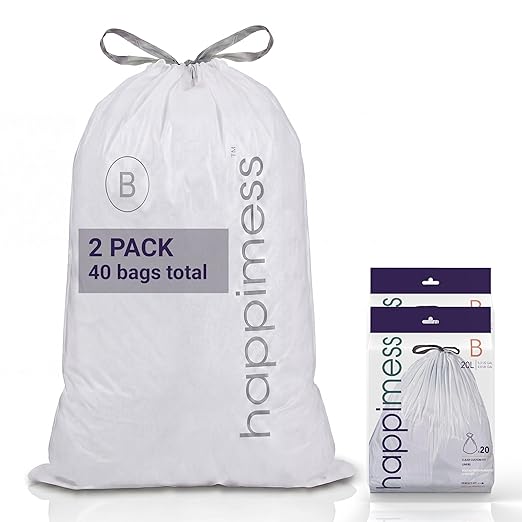 happimess 5.3 Gallon Drawstring Trash Bags, Heavy Duty LDPE Liners by Happimess