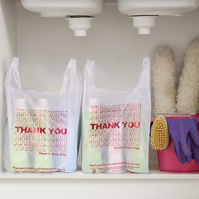Delxo Grocery Bags Thank You Plastic T-Shirt Bag, To Go, Convenience Stores - Image 7