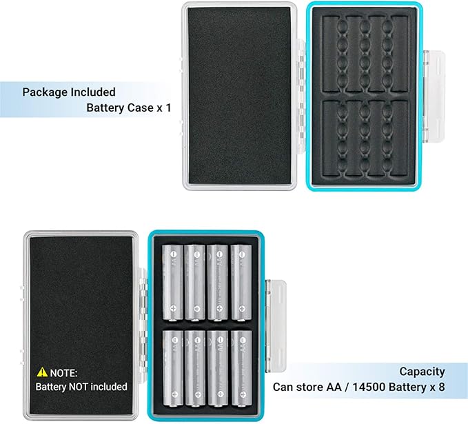 JJC 8 Slot AA Battery Case, PC Shell Water-Resistant & Shockproof Battery - Image 6