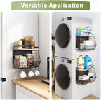 Magnetic Shelf for Fridge with Wood Lid, 2 Tier Fruit Baskets Wall Mounted - Image 4