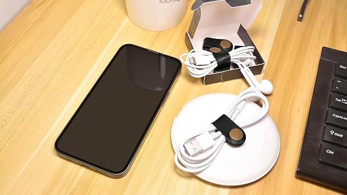 CAILLU Cord Organizer, Cord Holder, Cable Clips Leather, Cable Organizer USB - Image 3