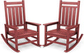 SERWALL Oversized Outdoor Rocking Chair Set of 2, HDPE Rocker for Adults, Patio Rocking Chairs for Porch, Crimson Red by SERWALL