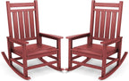 SERWALL Oversized Outdoor Rocking Chair Set of 2, HDPE Rocker for Adults, Patio Rocking Chairs for Porch, Crimson Red by SERWALL