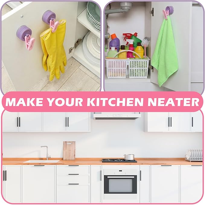Geelin Dish Glove Clip with Suction Cup Easy Install Removable Purple Pink - Image 4