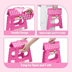 ACSTEP Folding Step Stool 11 Inch, Sturdy Plastic Foldable Step Stool for Kids & Adults, Non Slip Lightweight Collapsible Foot Stools Holds 300 lbs, Ideal for Kitchen, Bathroom, Bedroom, Rose red - Image 7