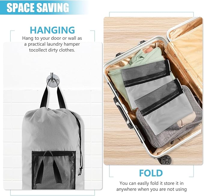 Laundry Bag Backpack with Shoulder Straps and Mesh Pocket Laundry Backpack - Image 8