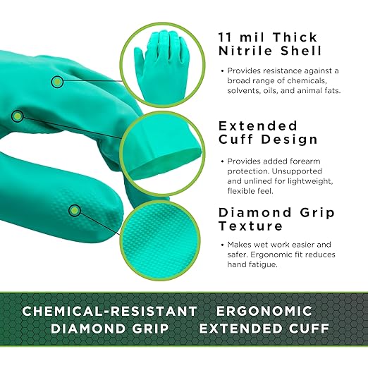 SHOWA 719 Nitrile Unlined Chemical Resistant Safety Glove - Image 2
