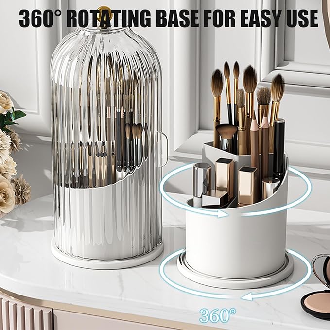 Concealed Toothbrush Holder, Rotating Bathroom Organizer Countertop, Toothbrush - Image 2