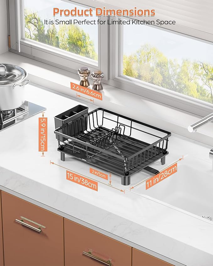 Dish Drying Rack for Kitchen Counter, Stainless Steel Drainer Anti Rust - Image 7
