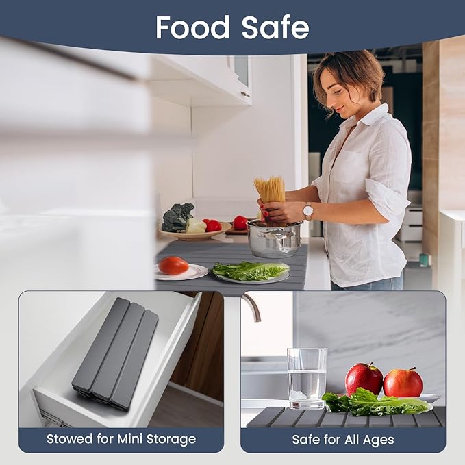 Meowoo Stone Drying Mat for Kitchen Counter, 23.6"x15.3" Foldable Diatomaceous - Image 6