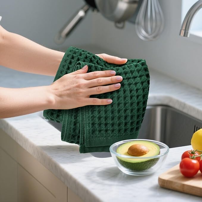Jacquotha Waffle Hand Towels Set of 5 – Cotton, Quick Dry, Lint Free, 13” x 29” - Image 6