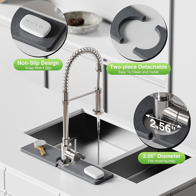 15.8" x 4" Stone Faucet Mat for Kitchen Sink, Quick Drying Diatomite Sink Tray - Image 5