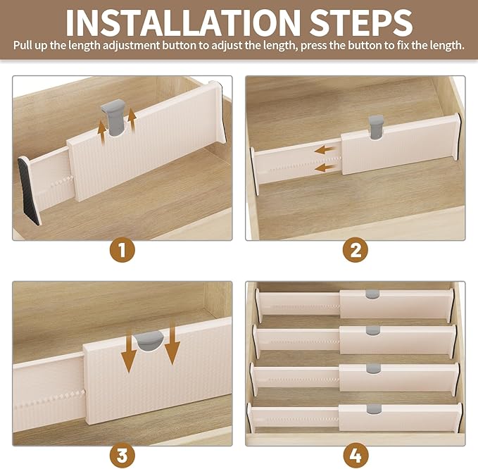 Drawer Dividers Organizer, Adjustable Separators 4" High Expandable from 11-17" - Image 5