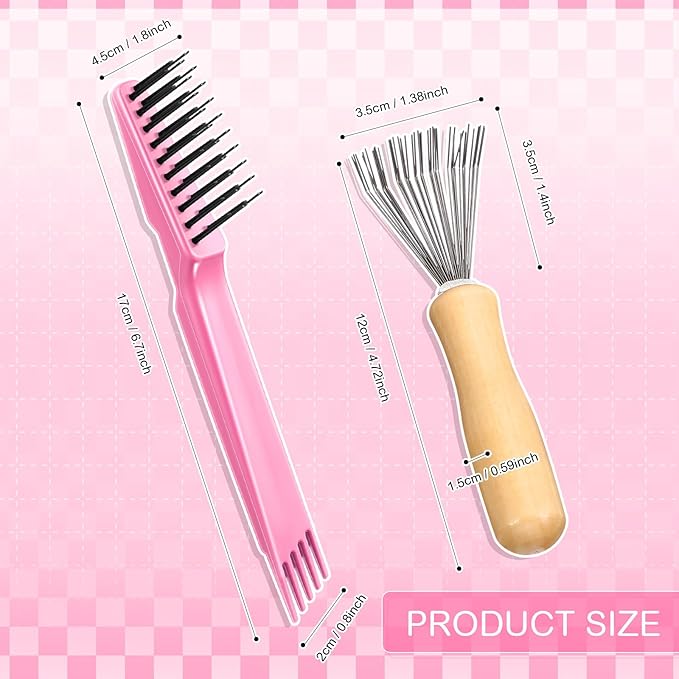 Boao 2 Pieces Hair Brush Cleaning Tool Comb Cleaner Brush Mini Comb Cleaning - Image 3