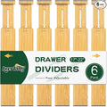 Lzerking Kitchen Drawer Dividers 6 Pack, 17-22" Adjustable Bamboo Drawer by Lzerking