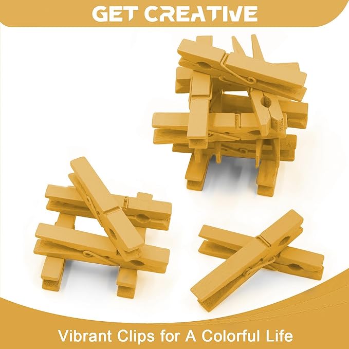 100 Pcs Colored Clothes Pins Wooden, Clothespins - Image 3
