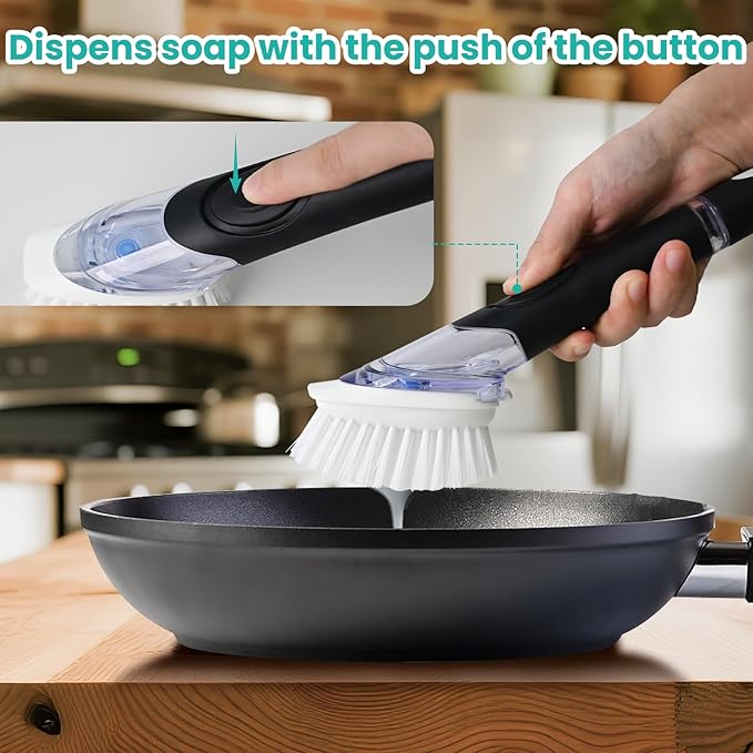 Soap Dispensing Dish Brush, Dish Scrub Brush - Image 3