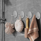 Adhesive Hooks for Bathrooms, 4 Piece Towel Hooks for Hanging Hat Robe Coat - Image 3