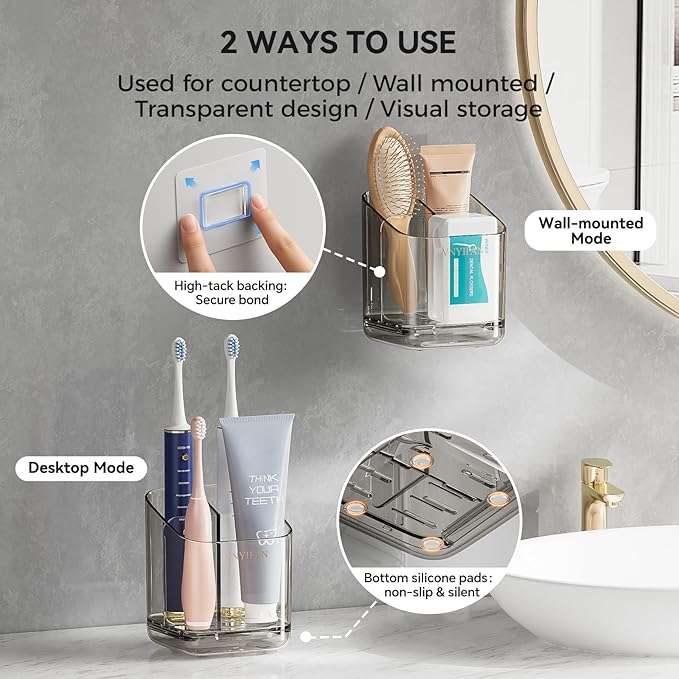 Toothbrush Holders for Bathrooms, 3 Slots Detachable Electric Toothbrush Holder - Image 4