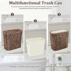 Wicker Trash Can with Lid and Liner, Handwoven Wicker Waste Basket, Water - Image 4
