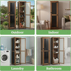 62" H Outdoor Corner Storage Cabinet with Lockable Doors, Outdoor Indoor Small Storage Cabinet with Metal Top, 3 Adjustable Shelves for Patio, Porch, Entryway or Small Spaces - Image 3