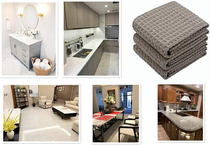 Waffle Weave Thick Microfiber Dish Drying Towels Absorbent Tea & Hand Towel - Image 7