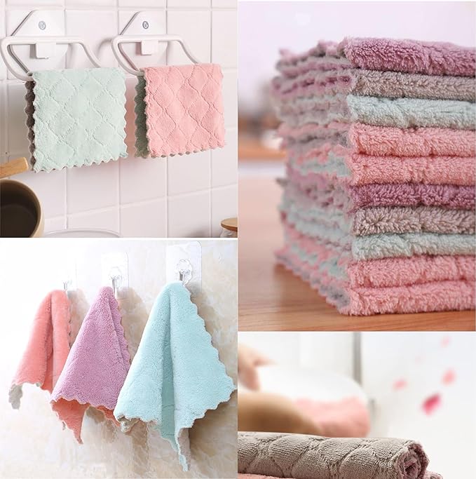 32 Pack Kitchen Cloth, Microfiber Dish Towels Washcloths, Super Absorbent Coral - Image 6