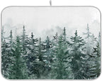 Winter Forest Scenery Dish Drying Mat by Wamika