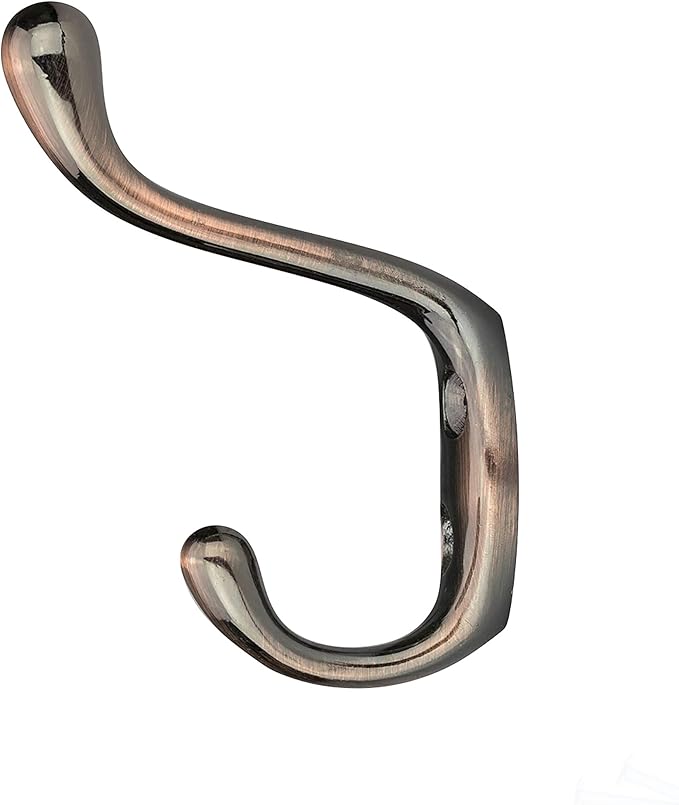 Rok Hardware Heavy Duty Dual Coat Hook, Brushed Antique Copper, 10 Pack - Image 3